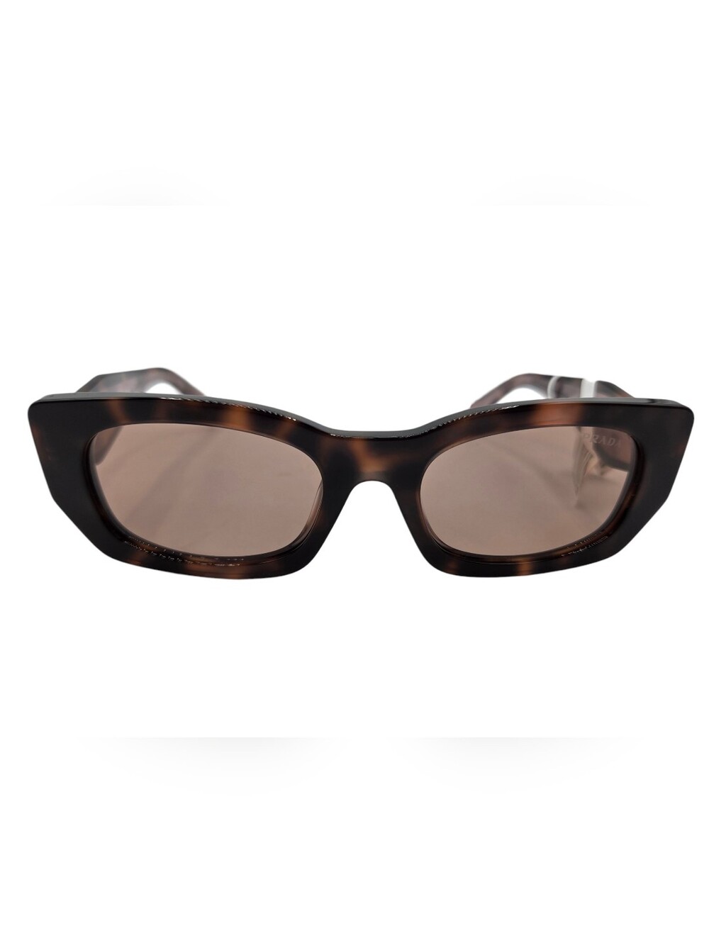 Prada Tortoiseshell Rectangular Sunglasses w/ Pink Lenses